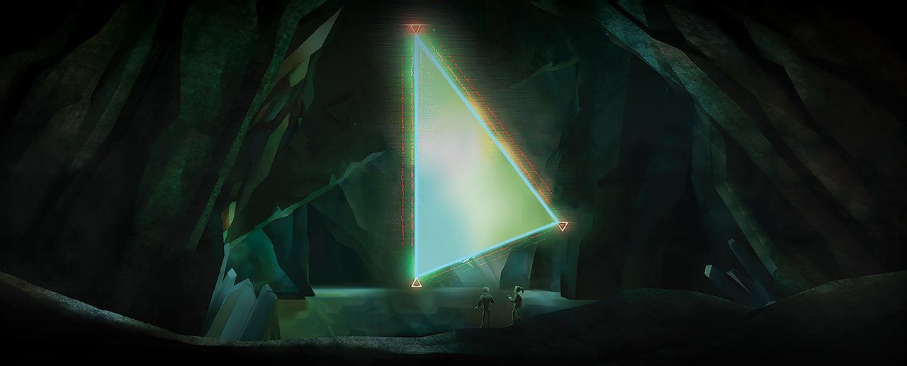 Key art for Oxenfree showing teenagers on a moonlit island holding a radio