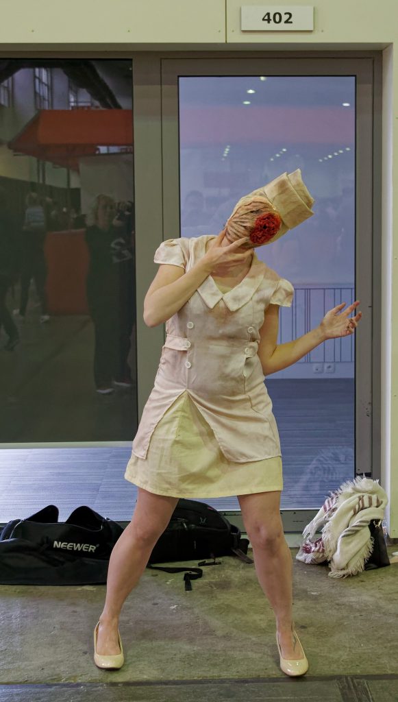 Cosplayer dressed as a faceless nurse from Silent Hill at Made in Asia 2019