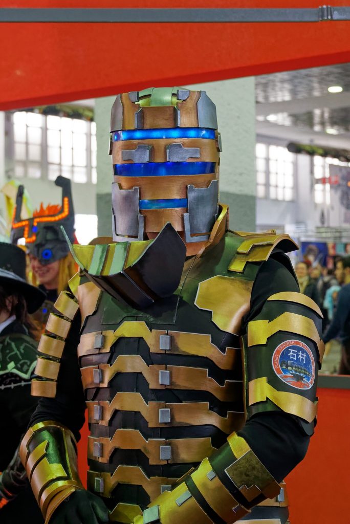 Cosplayer in a detailed Isaac Clarke engineering suit from Dead Space at Made in Asia 2019