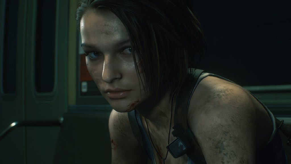 Screenshot from the 2020 Resident Evil 3 remake showing Jill Valentine in Raccoon City